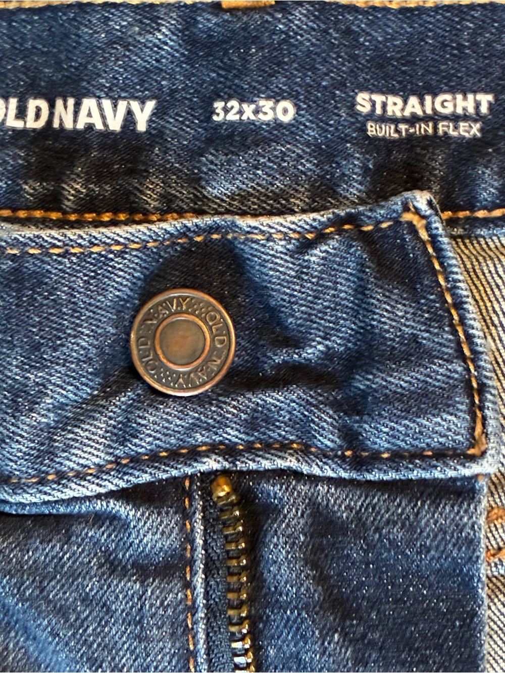 Old Navy Men's Dark Blue Straight Leg Denim Jeans Size 32x30 Built in Flex Pants - Picture 7 of 11
